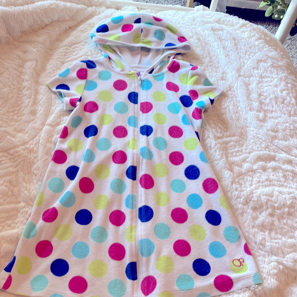 rainbow polka dot towel dress